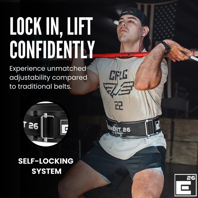 Element 26 Hybrid Leather Weight Lifting Belt for Men & Women - Self locking Adjustable Leather Belt for Powerlifting, Olympic lifting & Functional Fitness - Weight Belt, Squat Belt, Back Support - Image 3